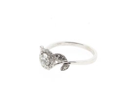 Floral/Nature Inspired Round Diamond Engagement Ring 'Certified'