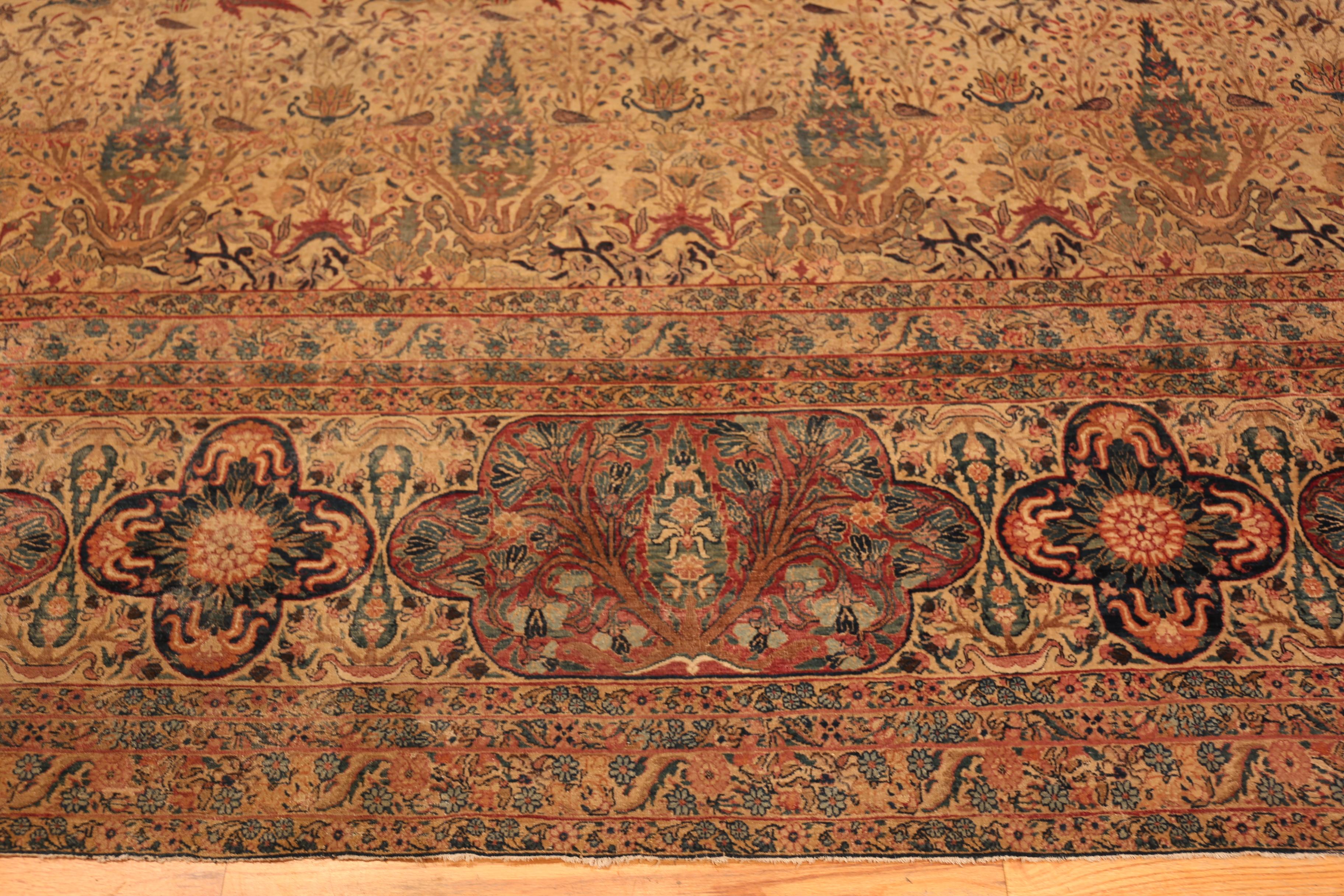 Kirman Floral Nazmiyal Collection Antique Persian Kerman Rug 17 ft 5 in x 18 ft For Sale