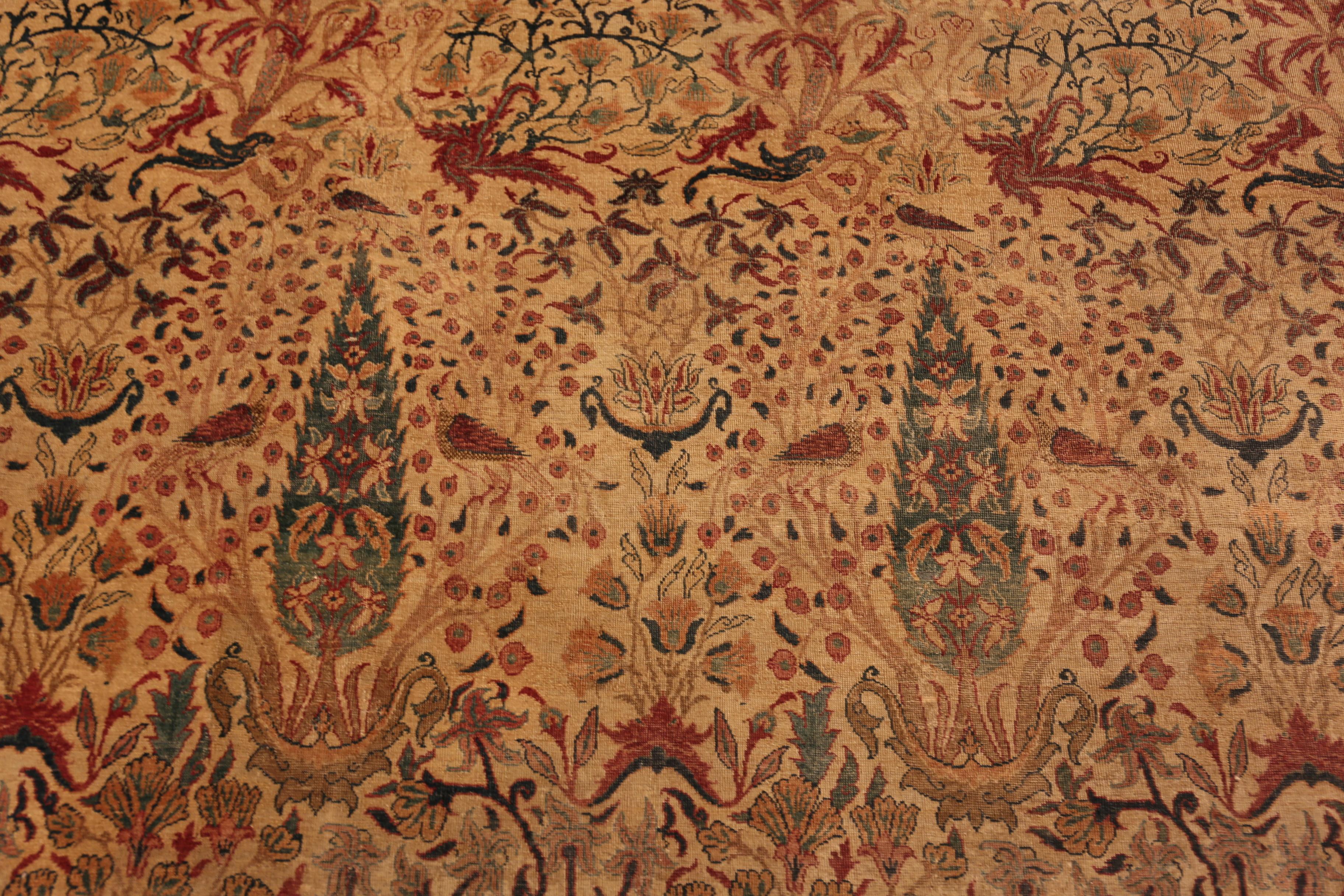 Hand-Knotted Floral Nazmiyal Collection Antique Persian Kerman Rug 17 ft 5 in x 18 ft For Sale