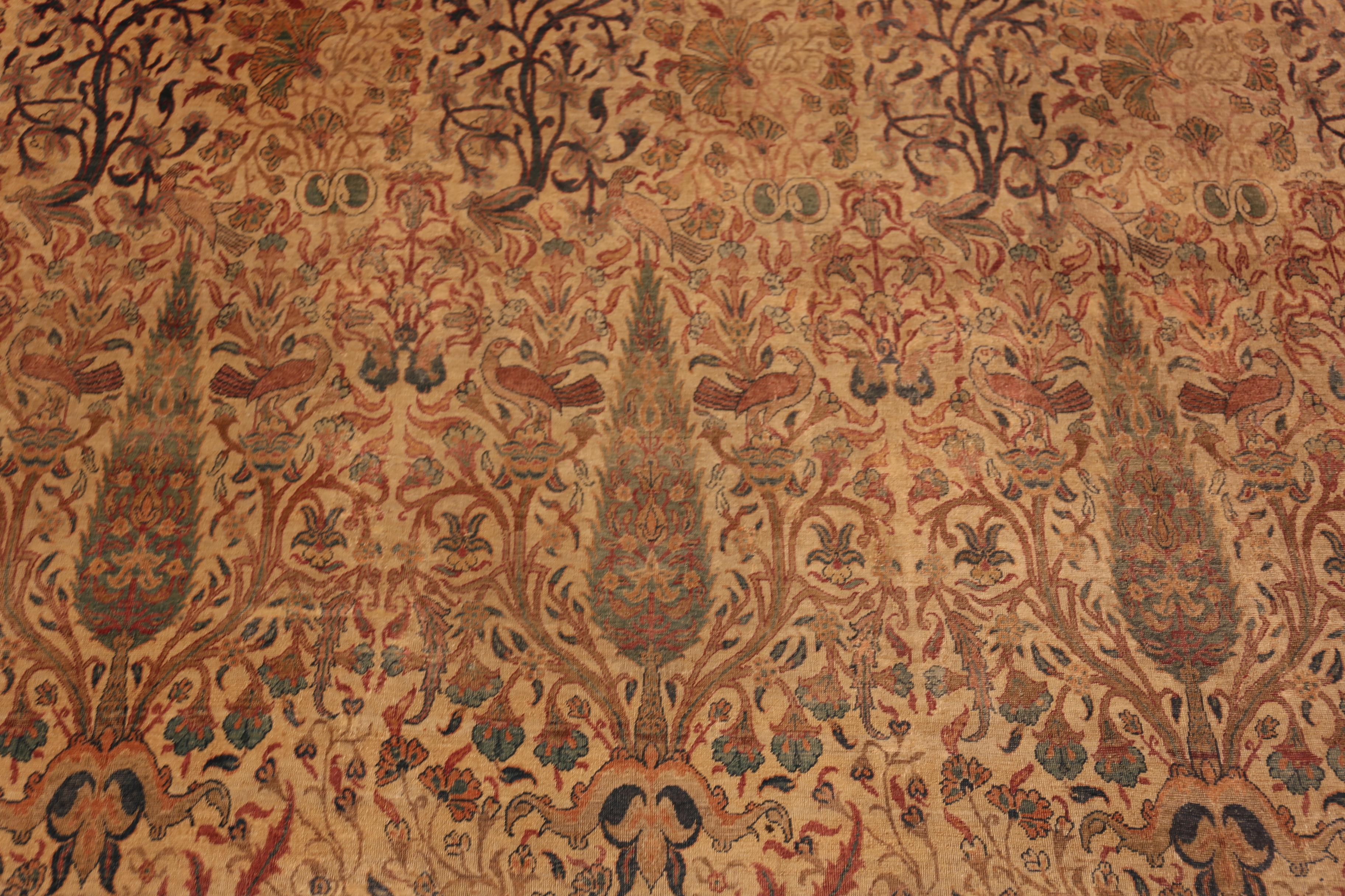 Floral Nazmiyal Collection Antique Persian Kerman Rug 17 ft 5 in x 18 ft In Good Condition For Sale In New York, NY