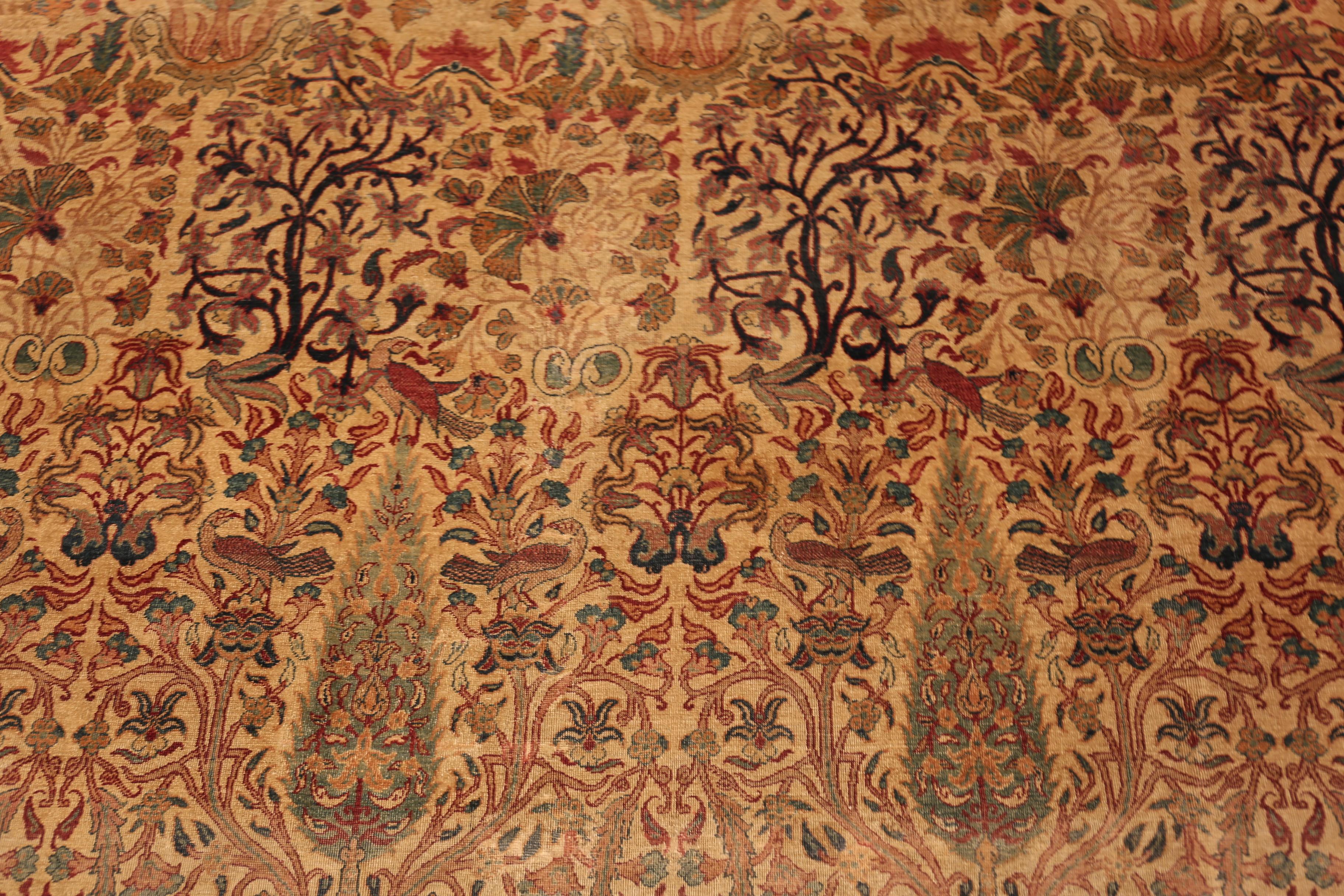 Wool Floral Nazmiyal Collection Antique Persian Kerman Rug 17 ft 5 in x 18 ft For Sale