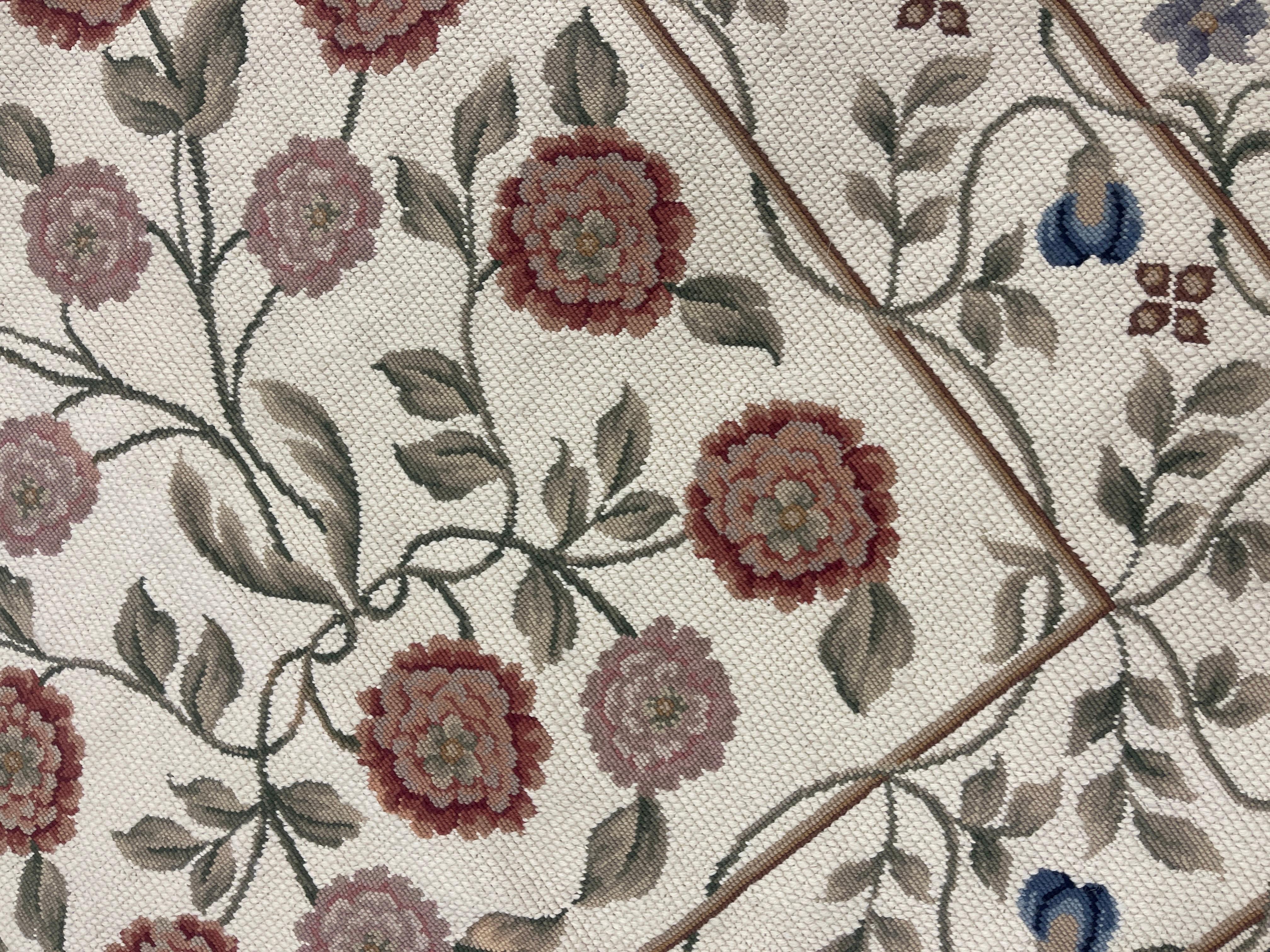 Floral-Nadelspitze-Teppich, traditioneller Beige  Handgewebter Wollteppich Teppich Home Decor (Britisch) im Angebot