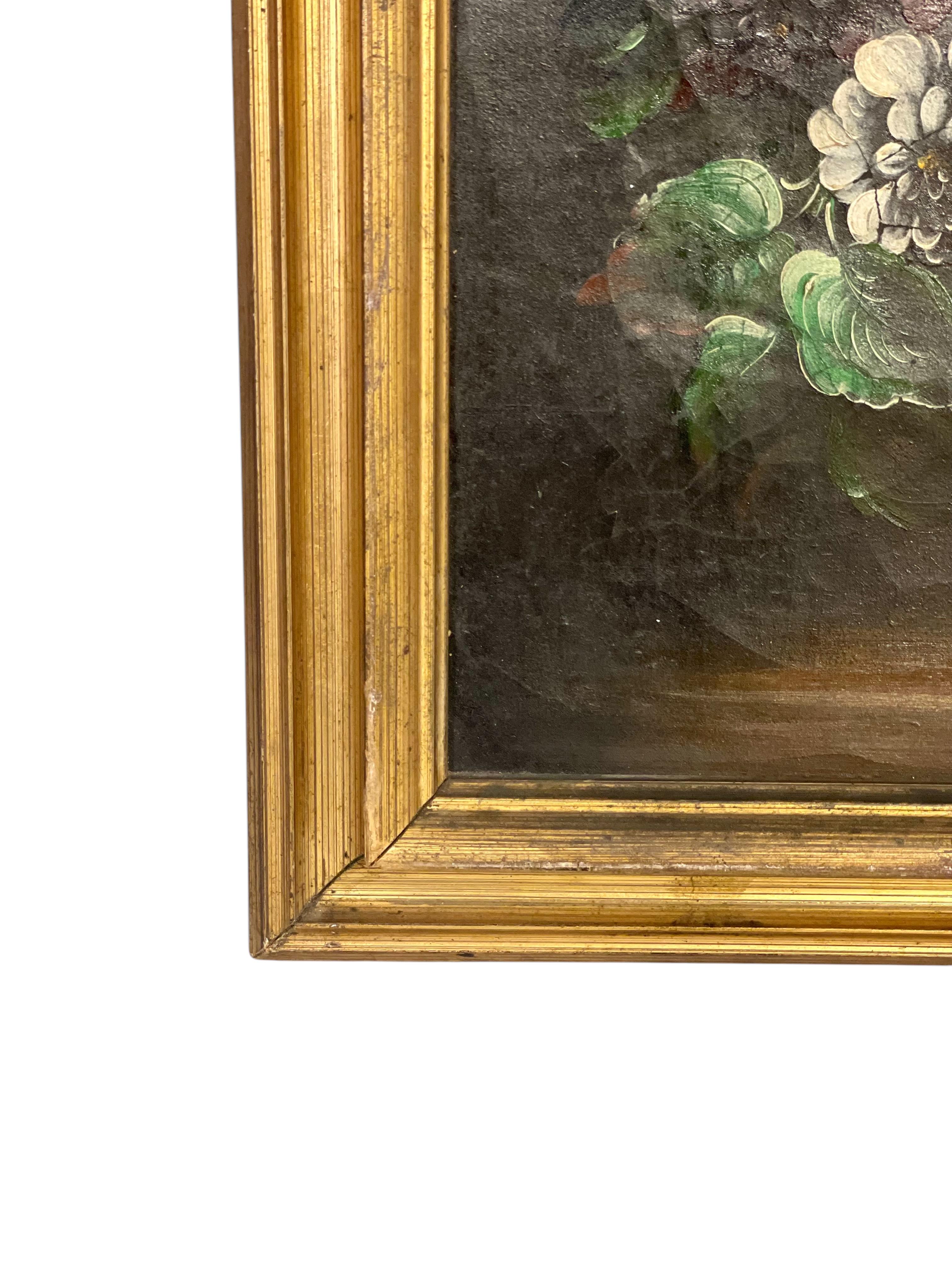 Floral Oil Painting Signed B. Girodelle, 19th Century For Sale 1