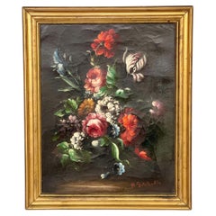 Óleo Floral Firmado B. Girodelle, Siglo XIX