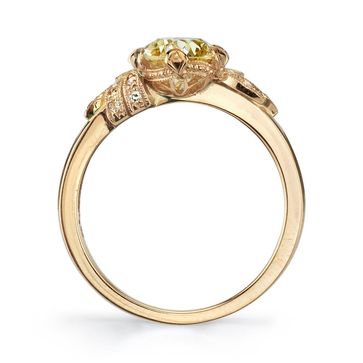 Victorian 1.50 Carat Old European Cut Diamond in a Handcrafted 18k Gold Floral Design Ring