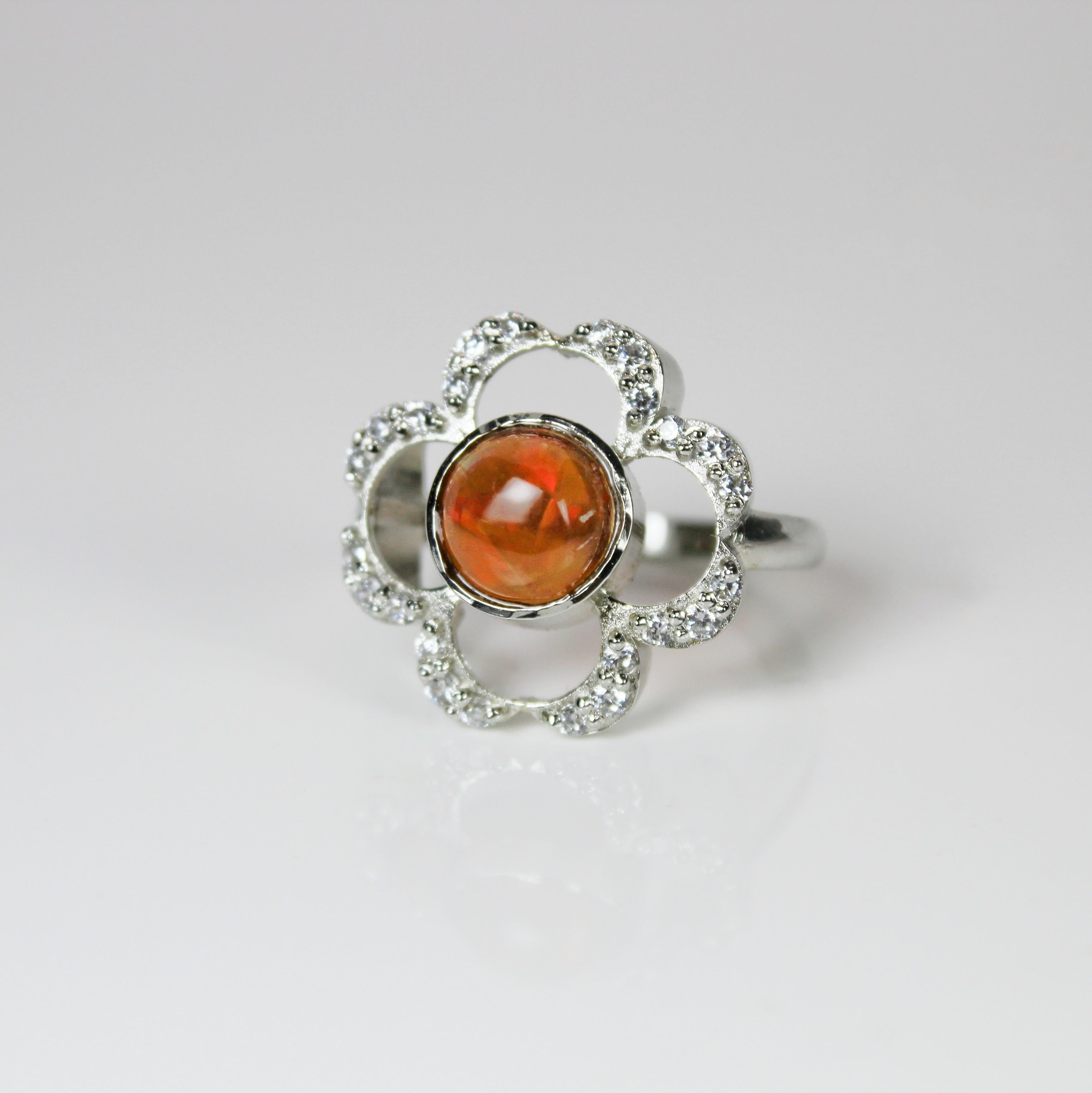 Art Nouveau Floral Opal Ring For Sale