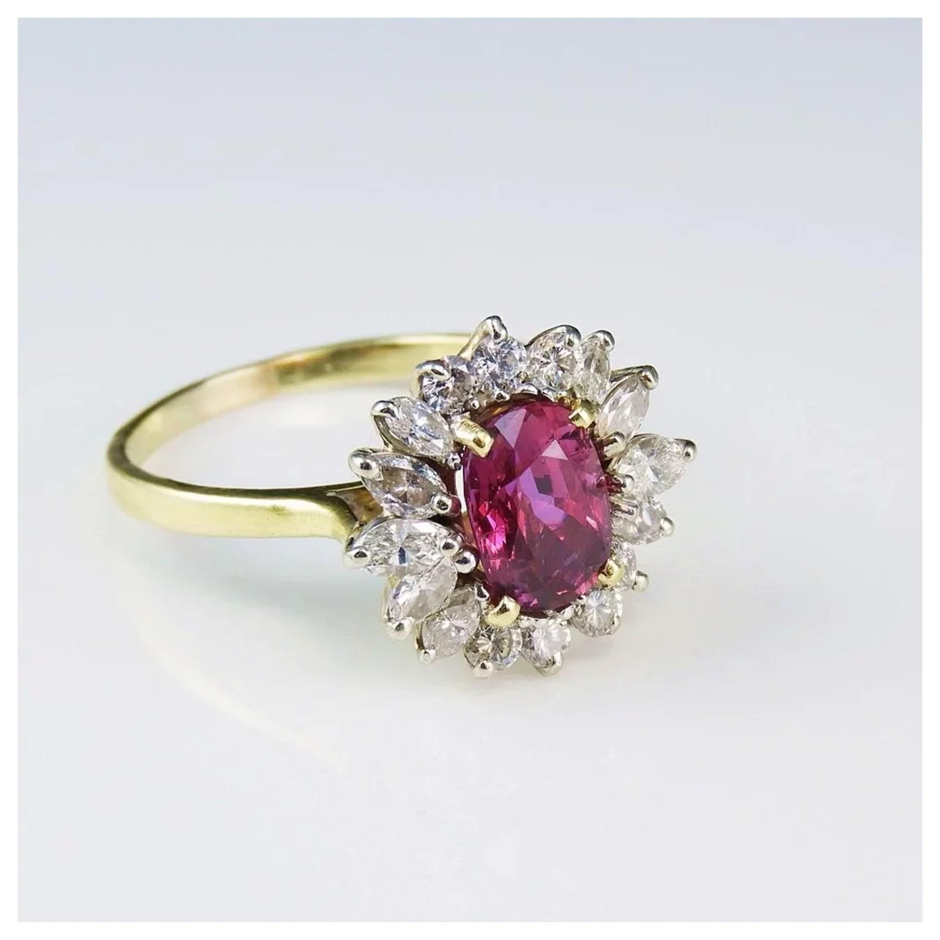 For Sale:  3.6 Carat Floral Ruby Diamond Engagement Ring Art Deco Ruby Diamond Wedding Ring 2