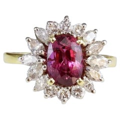 Floral Oval Cut Ruby Diamond Engagement Ring, Art Deco Ruby Diamond Wedding Ring