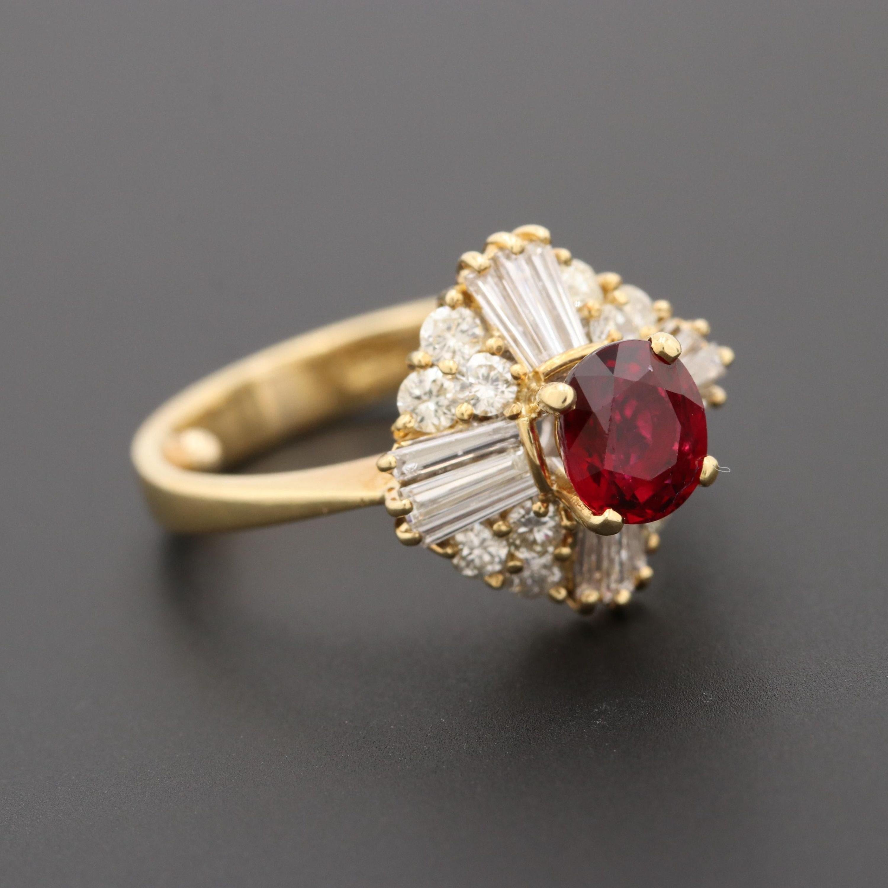 For Sale:  Floral Oval Cut Ruby Diamond Engagement Ring Victorian Ruby Diamond Wedding Ring 2