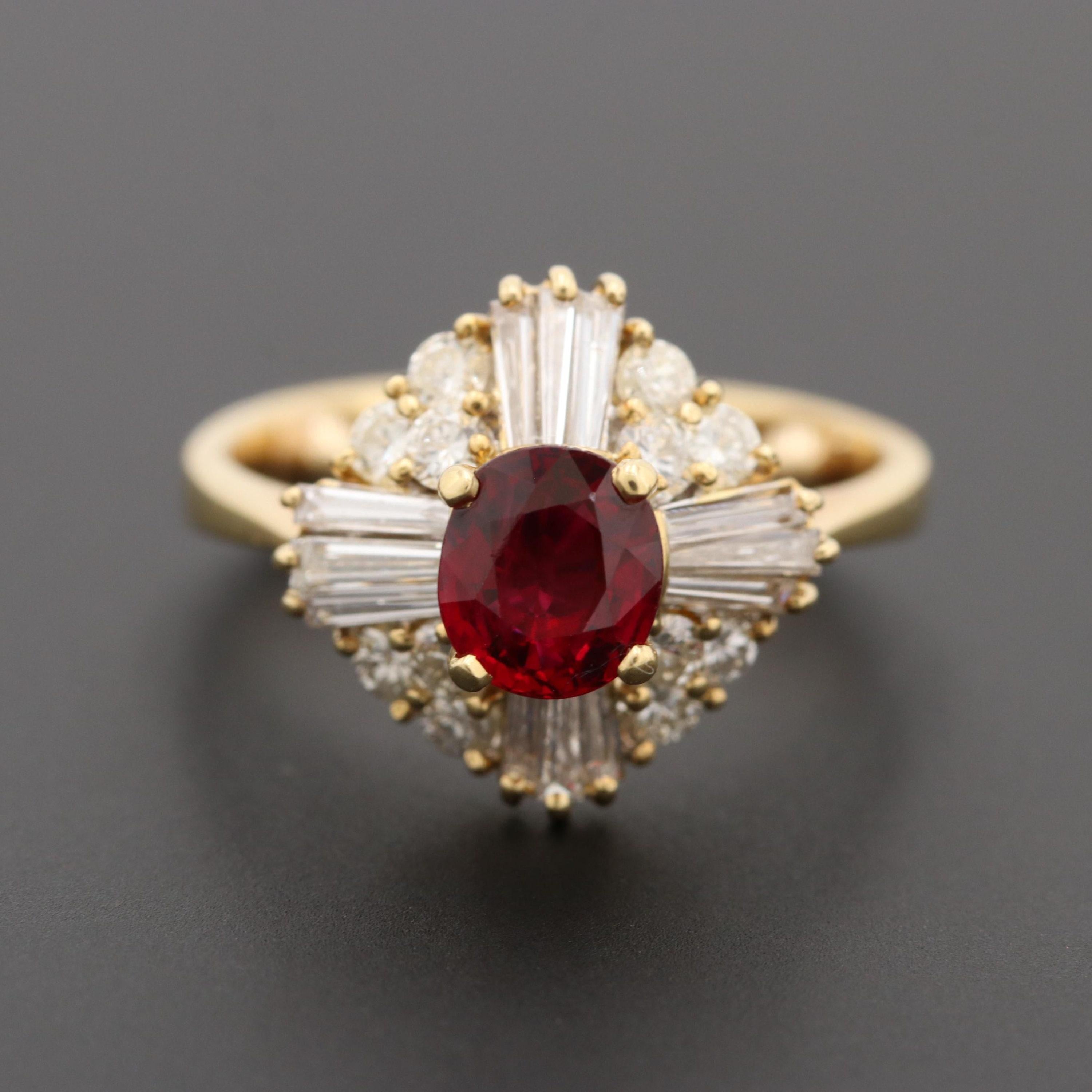For Sale:  Floral Oval Cut Ruby Diamond Engagement Ring Victorian Ruby Diamond Wedding Ring 5