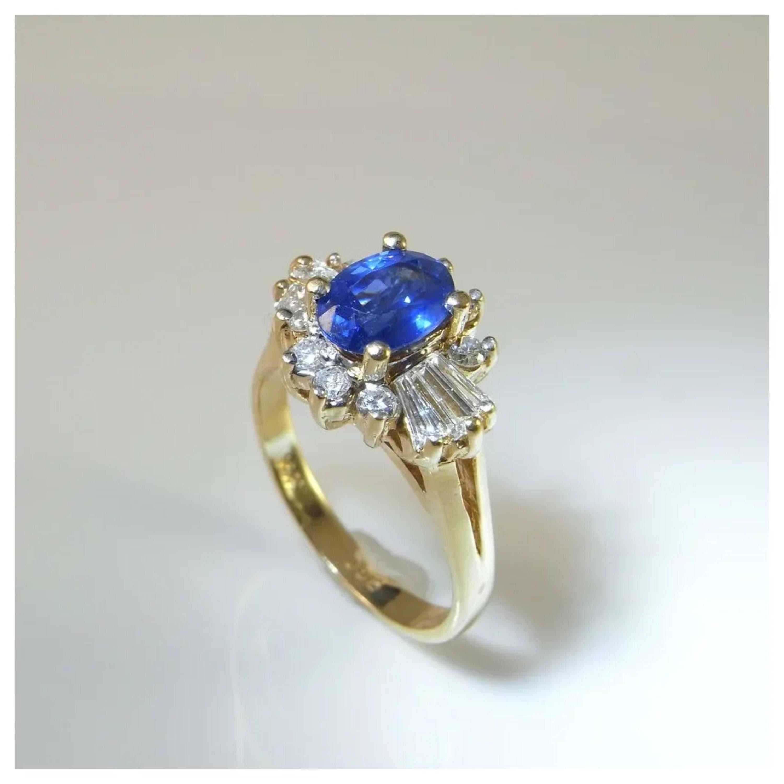 For Sale:  Floral Oval Cut Sapphire Diamond Engagement Ring, Art Deco Sapphire Diamond Ring 3