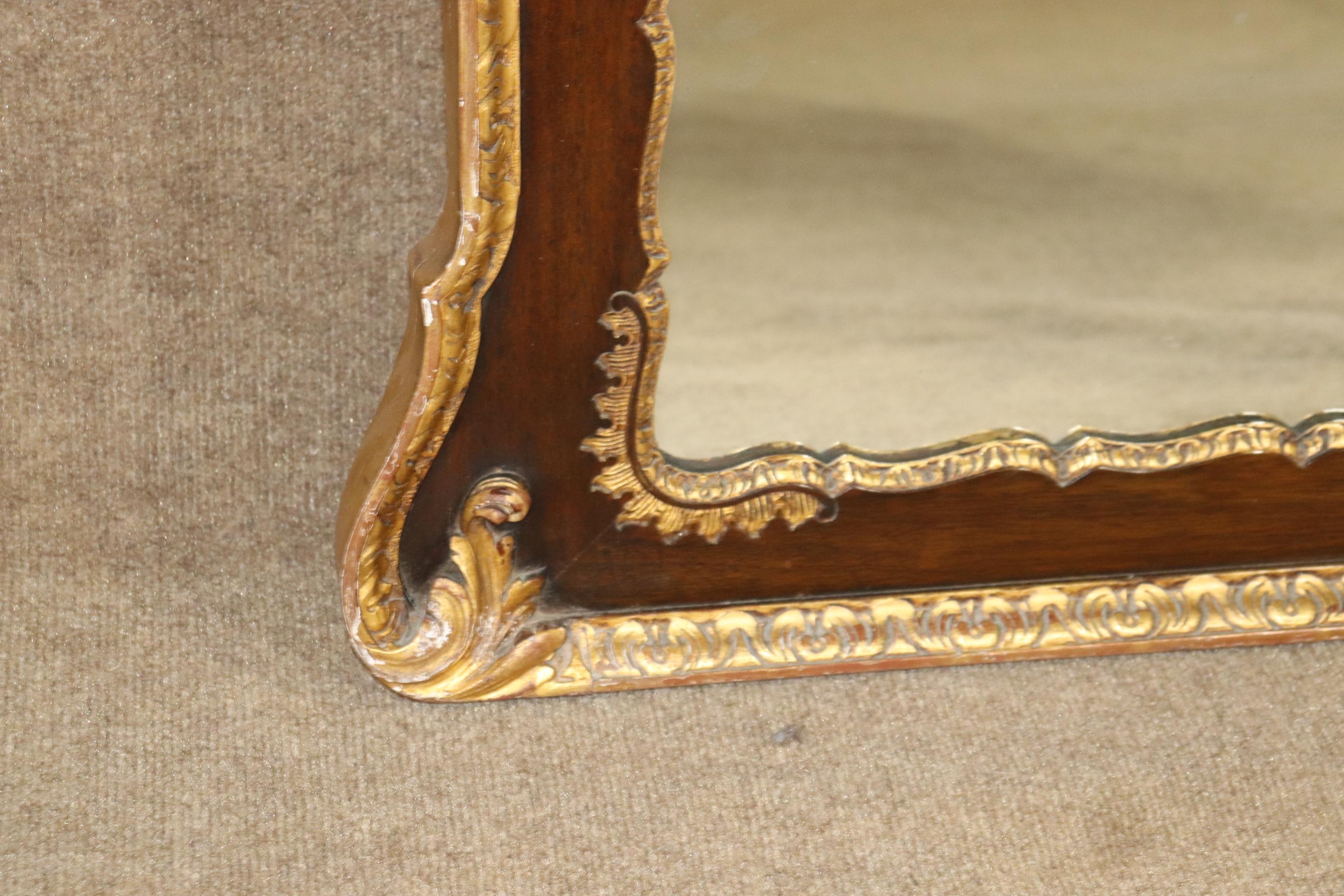 Floral Paint Decorated Mahogany Trumeau Wall Mirror For Sale 4