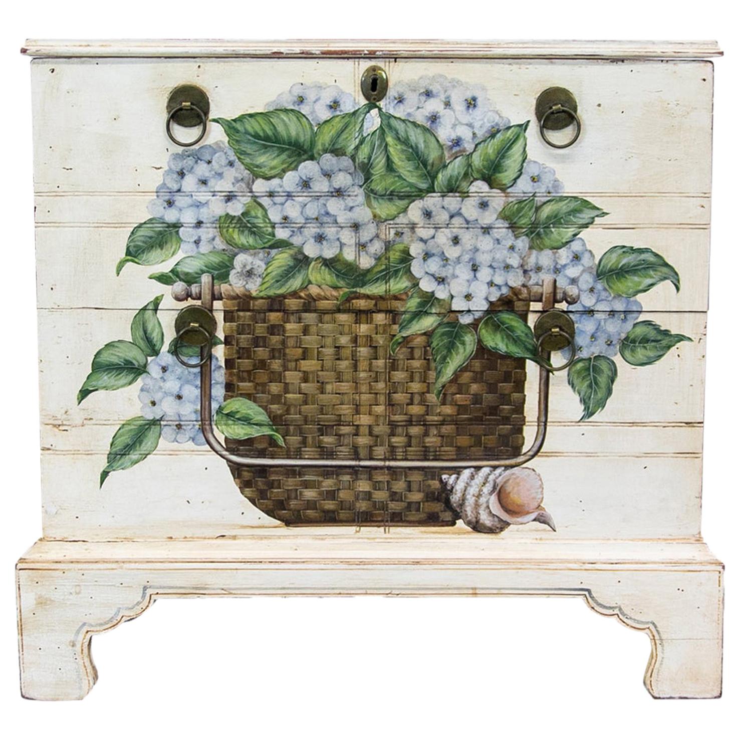 Floral Painted Blanket Box For Sale