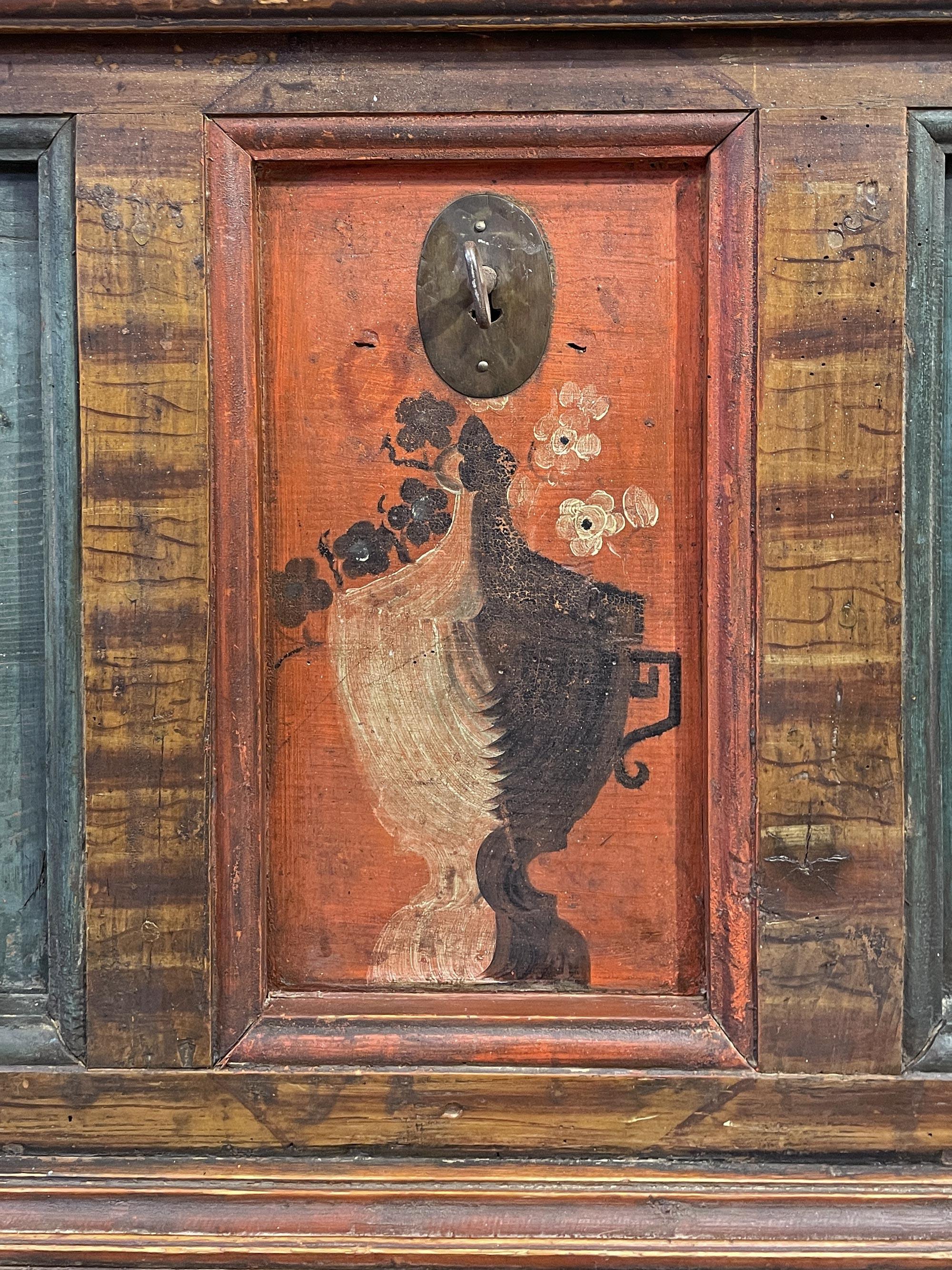 Floral Painted Blanket Chest - Early 19th Century 5