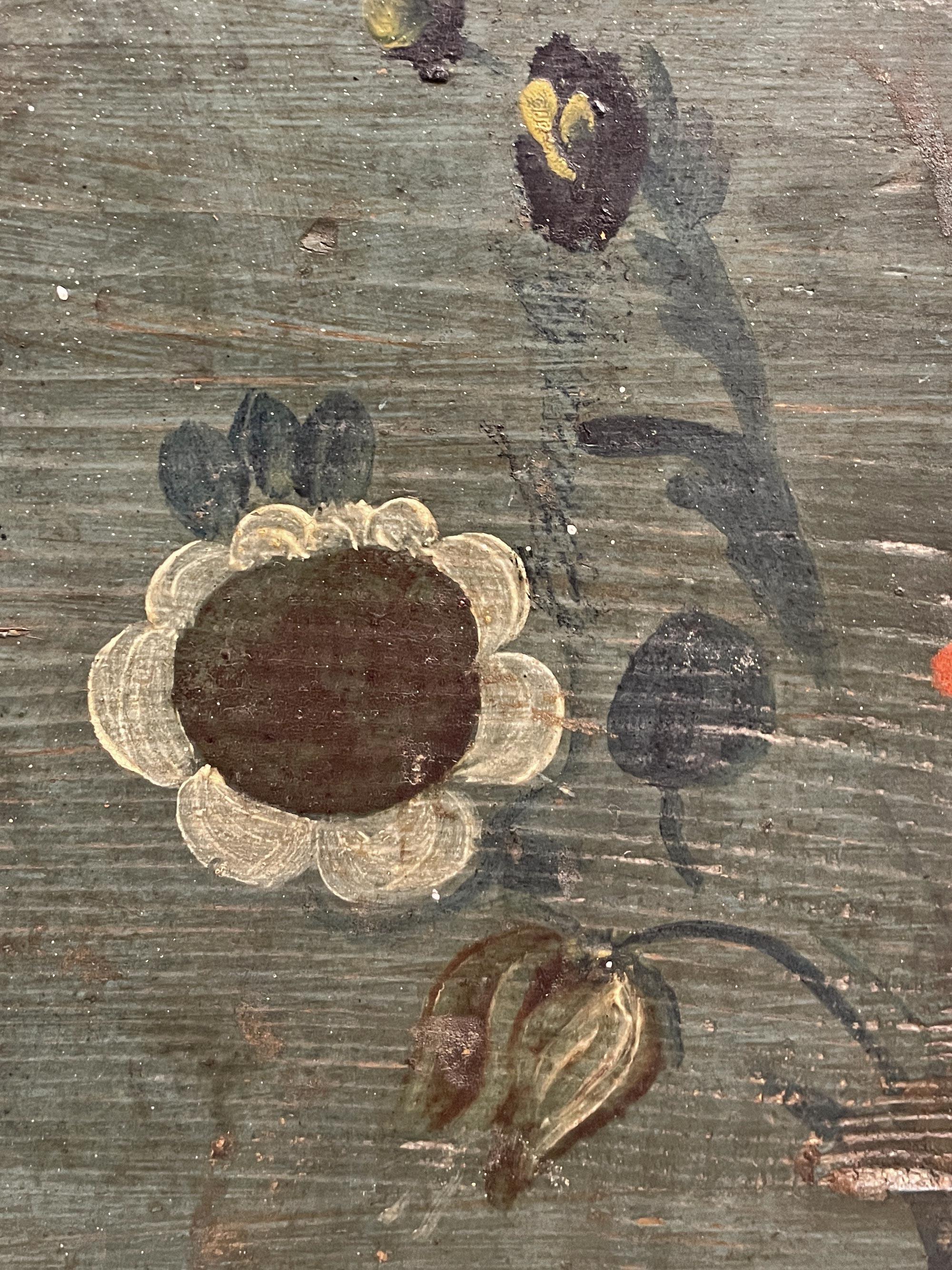 Floral Painted Blanket Chest - Early 19th Century 8