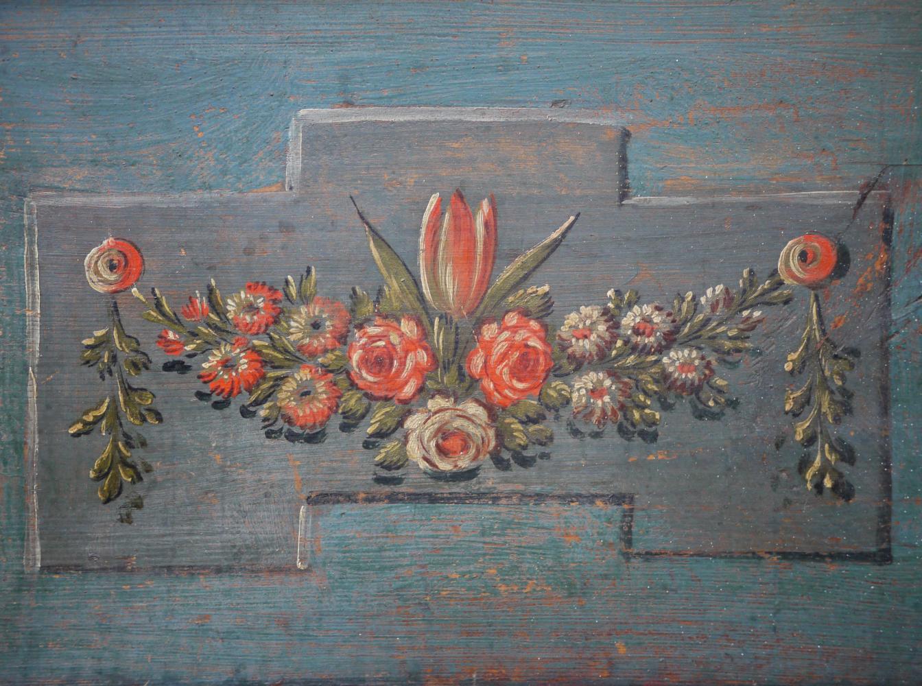 Floral Painted Blue Alpine Blanket Chest 5