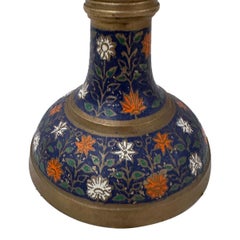 Floral Painted Brass Lamp