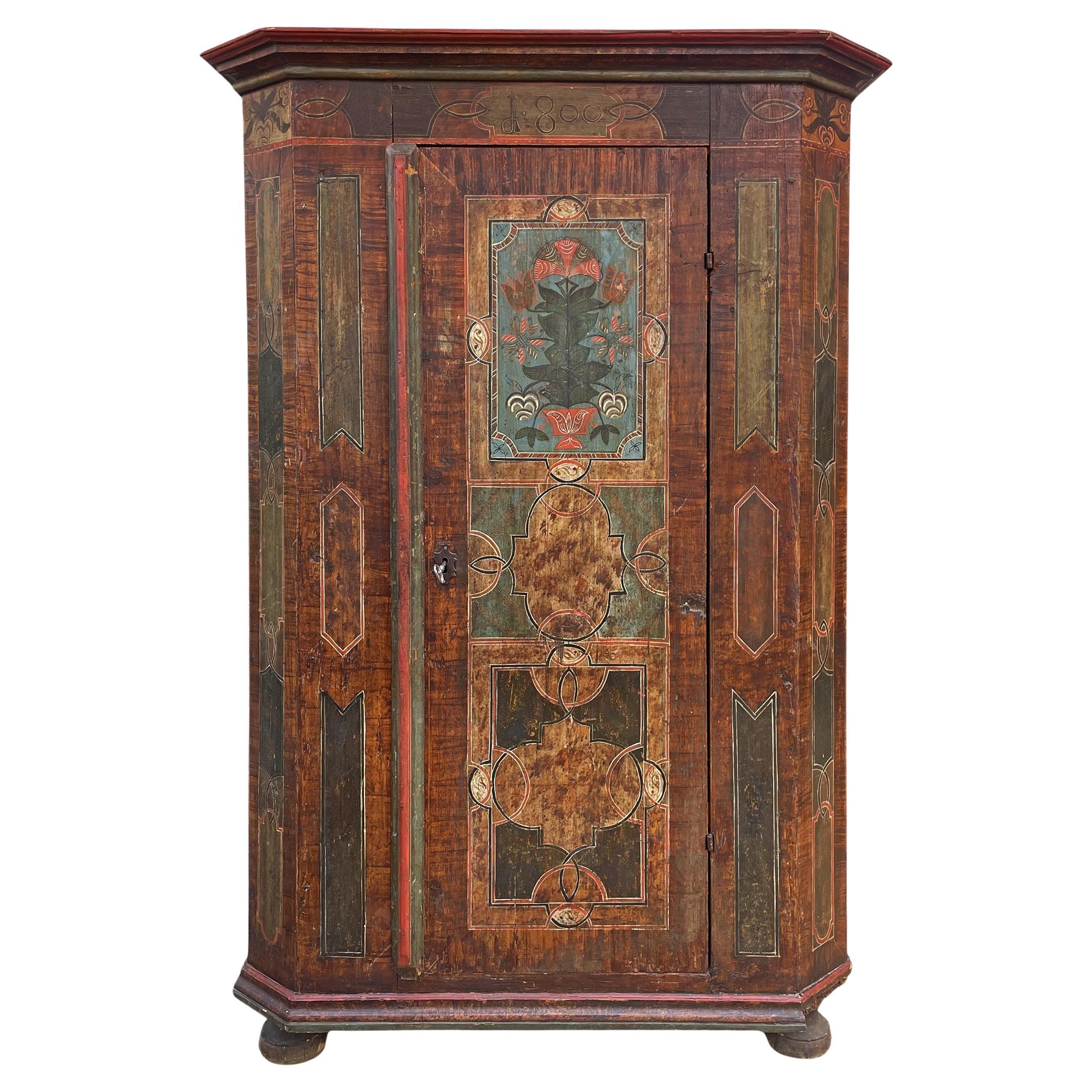 Floral Painted Cupboard, European Alps 1800