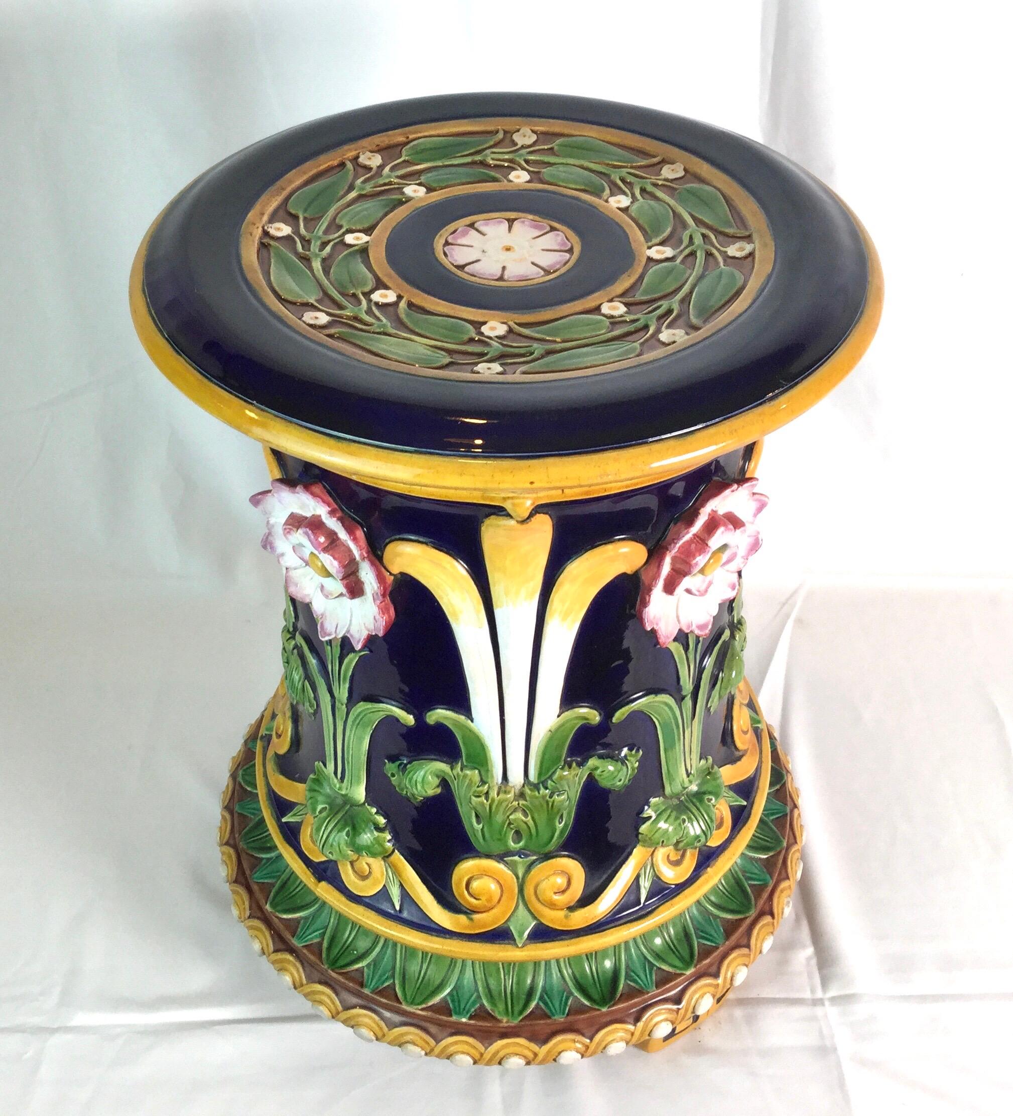 English Floral Pattern Minton Garden Seat For Sale