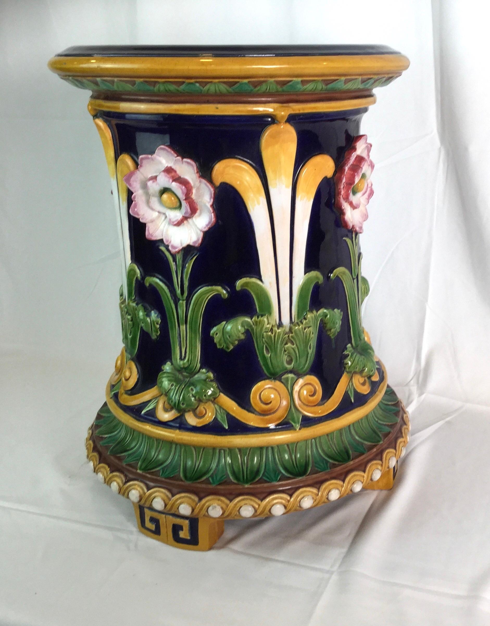19th Century Floral Pattern Minton Garden Seat For Sale