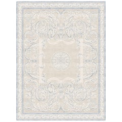 Floral Modern Classics French Rug, Aubusson Heraldy Antique White, in Stock