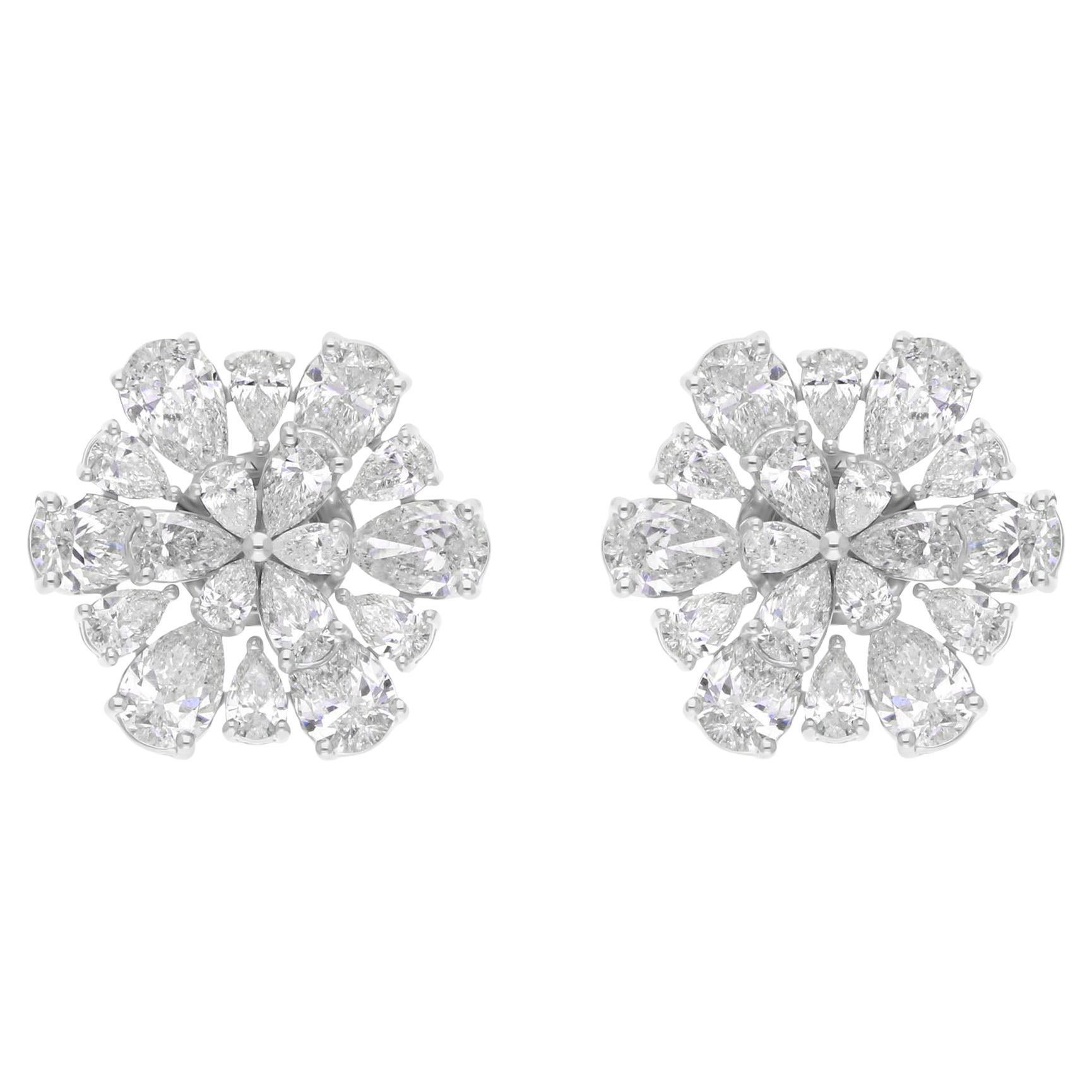 Floral Pear Cut 5.52Ct Natural Diamond Ohrstecker Braut Ohrringe 14K Solid Gold (Tropfenschliff) im Angebot