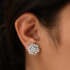 Floral Pear Cut 5.52Ct Natural Diamond Stud Bridal Earrings 18K Solid Gold