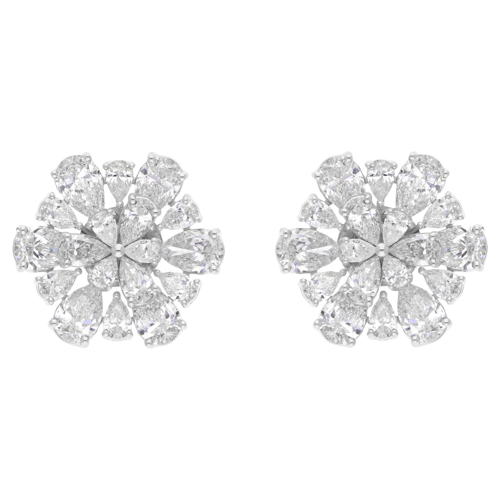 Orecchini da sposa floreali con diamante naturale taglio pera da 5,52 carati in oro massiccio 18 carati