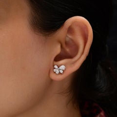 Floral Pear Cut SI/H 1,27 Ct Diamond Stud Earrings 14k Weißgold Schmuck