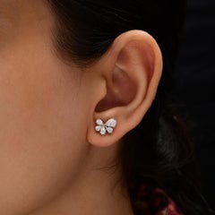 Floral Pear Cut SI/H 1.27 Ct Diamond Stud Earrings 18k White Gold Jewelry