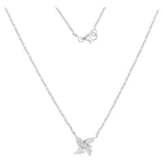 Floral Pear Cut SI/HI Natural Diamond Pendant Necklace In 18K White Solid Gold