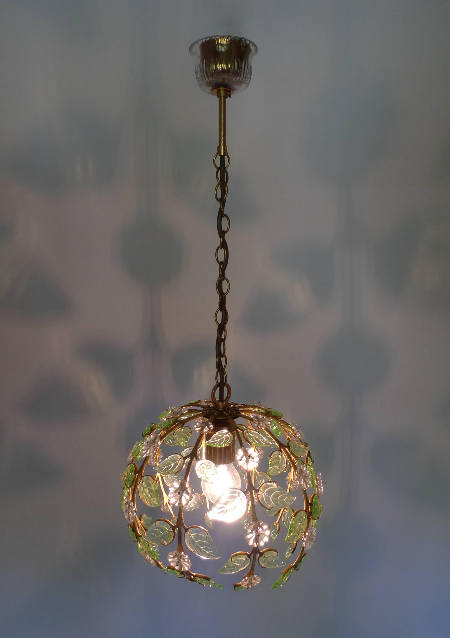 Metal Floral Pendant Lamp from Palme & Walter KG, Germany, 1960s