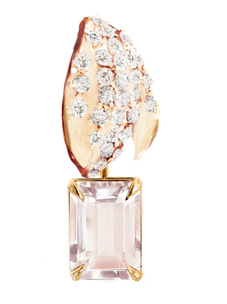 Floral Pendant Necklace with Morganite and Diamonds in Rose Gold For Sale 5