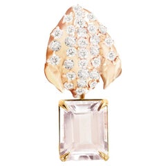 Collier pendentif floral avec morganite et diamants en or rose