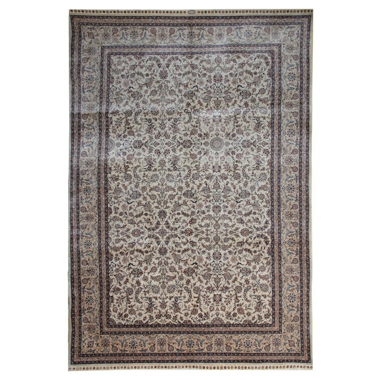 Floral All Over Design Rugs Chinese Oriental Cream Rug Carpet Pure Silk