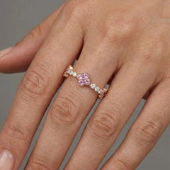 Floral Pink Sapphire & Diamond 14K (18K Custom) Gold Ring