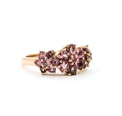 Ring mit floralem rosa Turmalin aus 14k Roségold