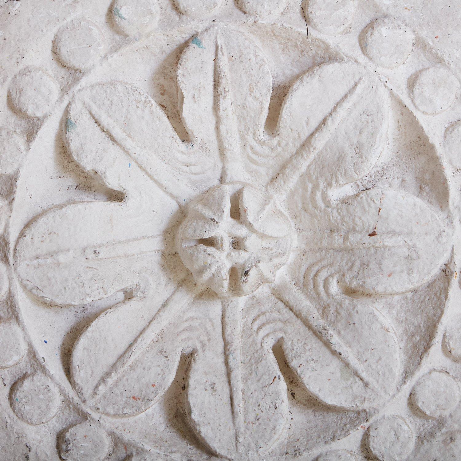 Floral Plaster Wall Relief, France 20th Century 1