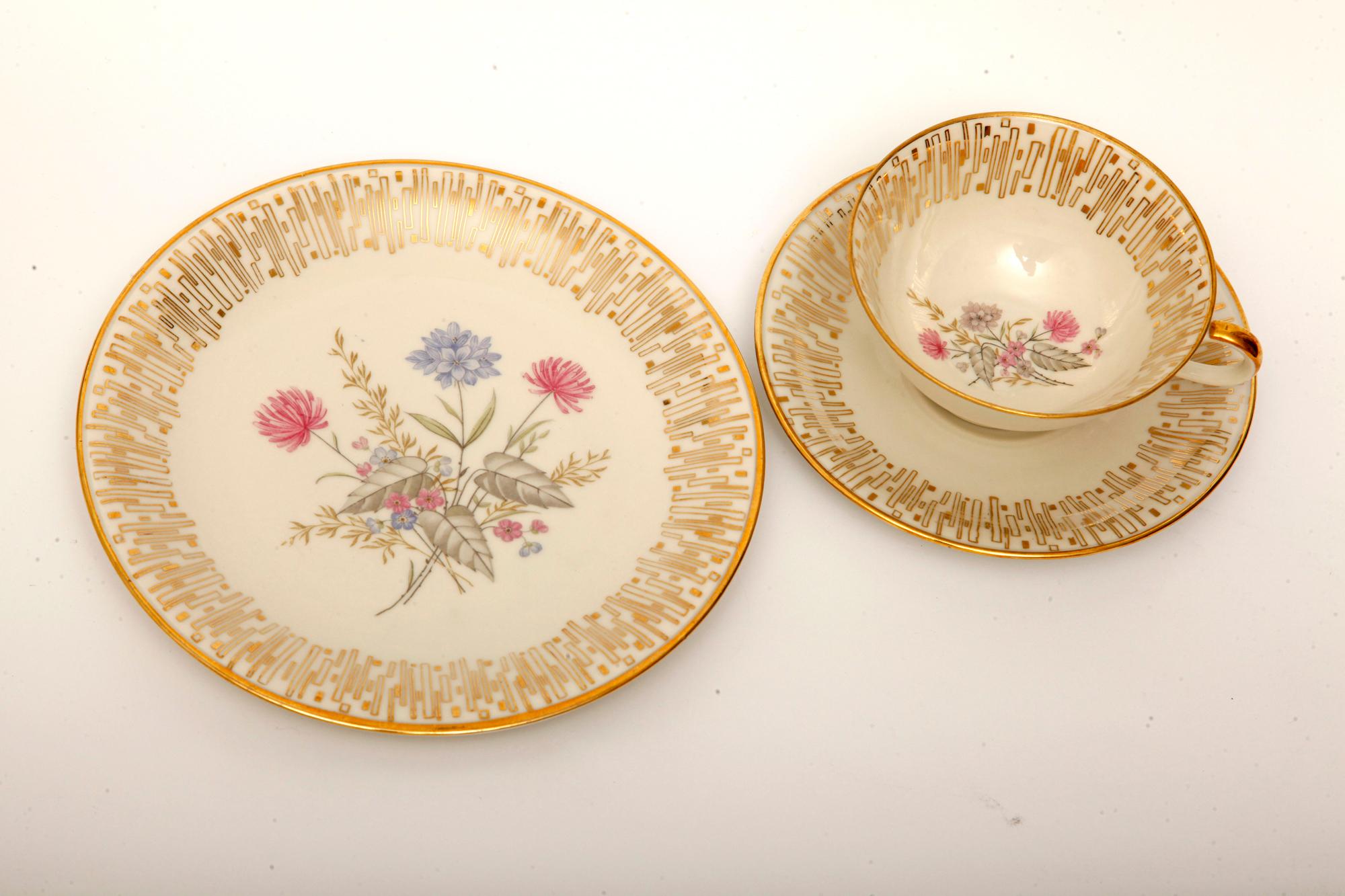 Mid-20th Century Floral Porcelain Breakfast Set, Bavaria, Germany, Mid-Century Modern, 1950s For Sale