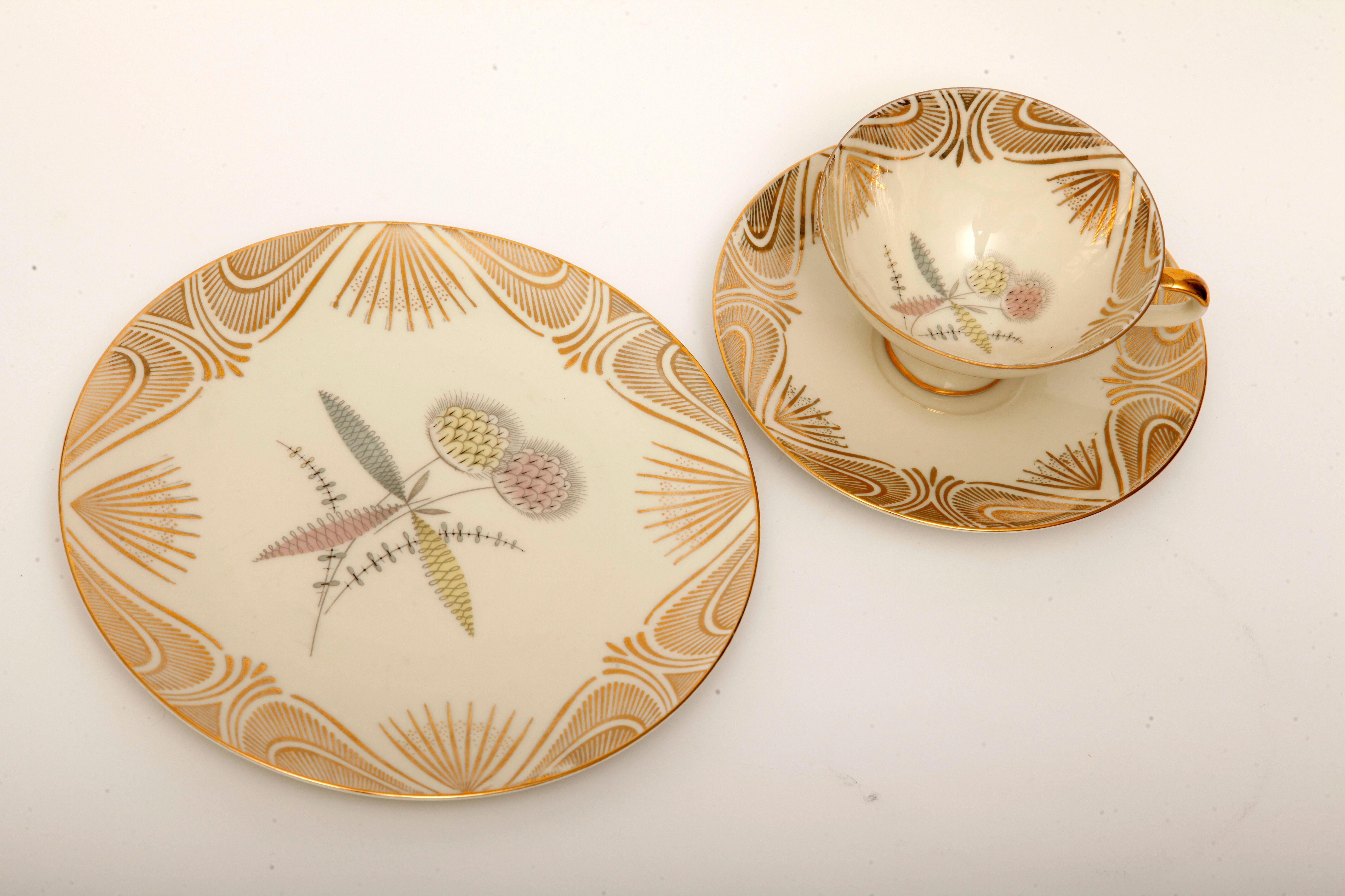 Mid-20th Century Floral Porcelain Breakfast Set, Bavaria, Germany, Mid-Century Modern, 1950s For Sale