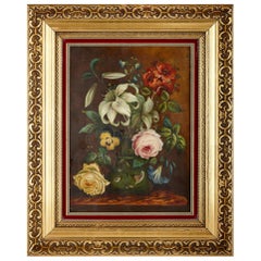 Floral Porcelain Plaque Painted by Edwin Steele