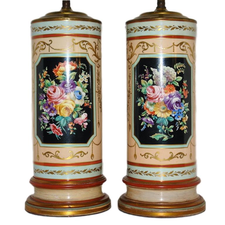 Vintage porcelain store lamps with flowers