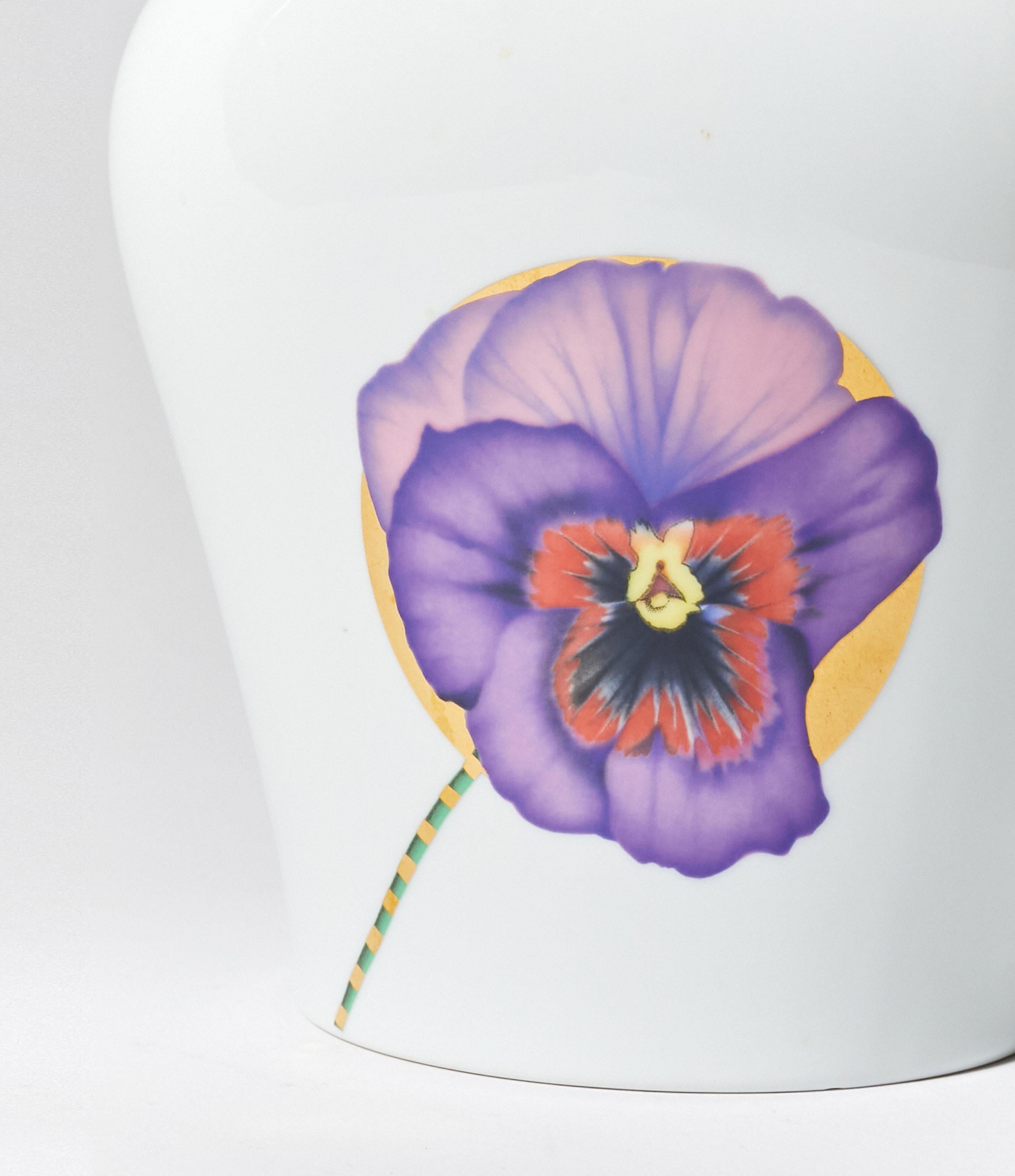 German Floral Porcelain Vase by Rosenthal For Sale