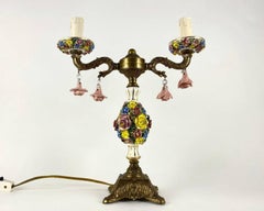 Floral Porcelain Vintage Table Lamp, 1980s