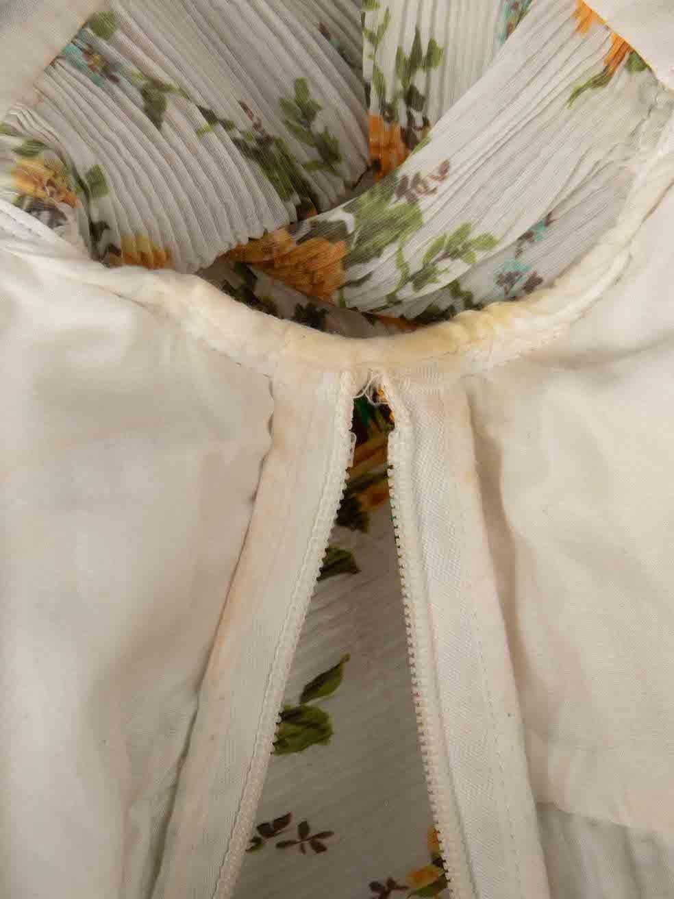 Women's Floral Print Asymmetric Pleated V-Neck Mini Dress Size M