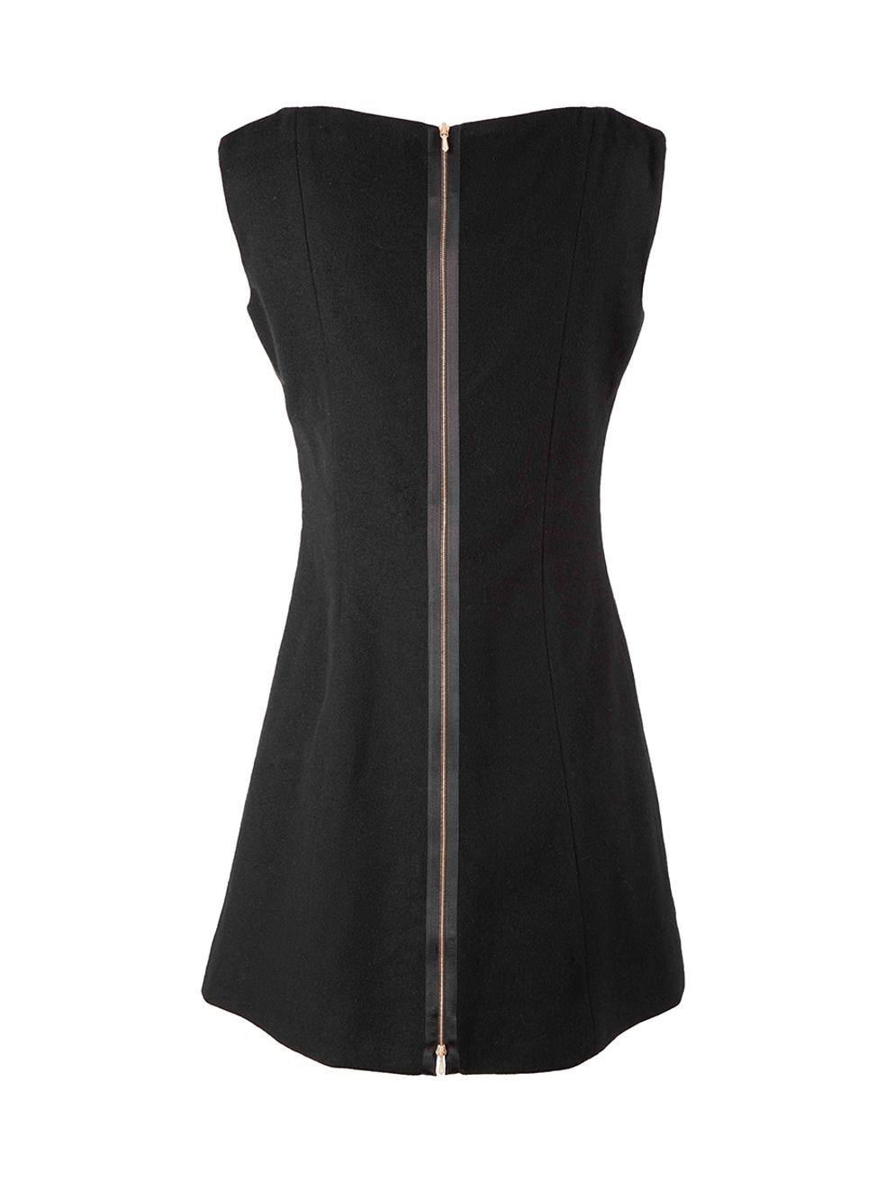 Black Wool Metal Ring Detail Mini Dress Size M In Good Condition For Sale In London, GB
