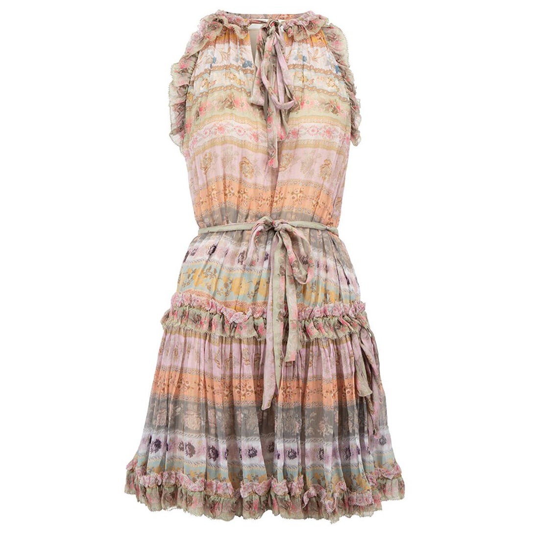 Floral Print Chiffon Sleeveless Mini Dress Size S