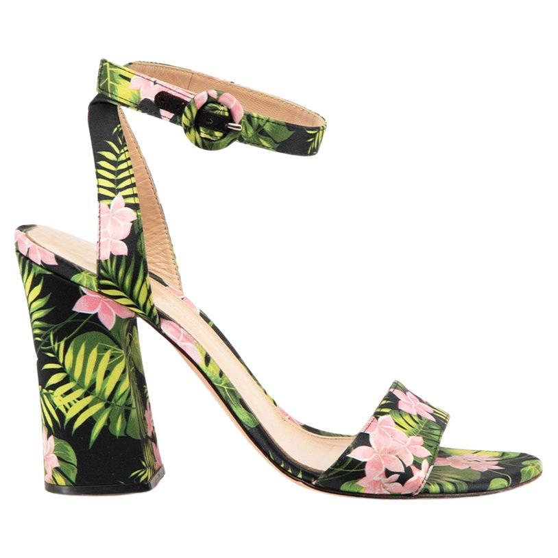 Floral Print Satin Sandals Size IT 39.5 For Sale
