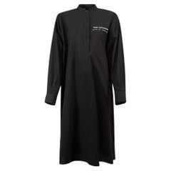 MM6 Maison Margiela Black Text Print Oversized Shirt Dress Size M