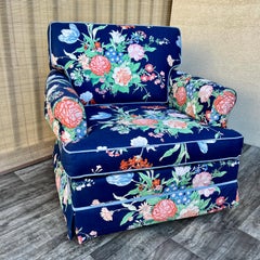 Floral Print Upholstered Lounge Chair. Circa 1970s